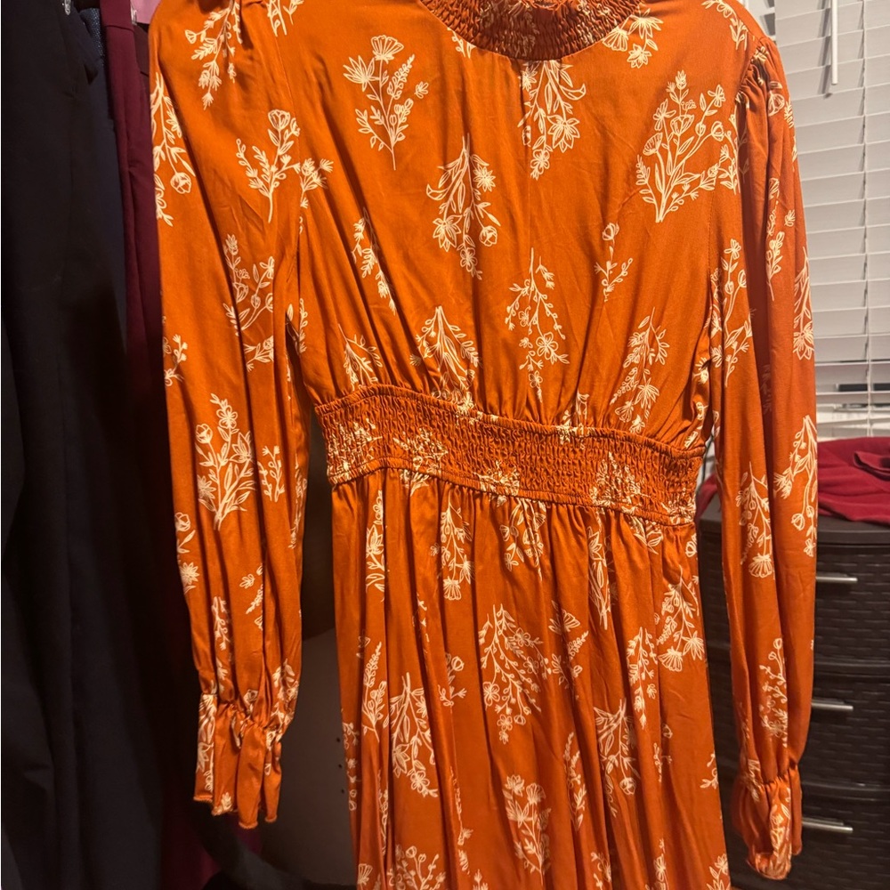 Cupshe Orange Floral Dress